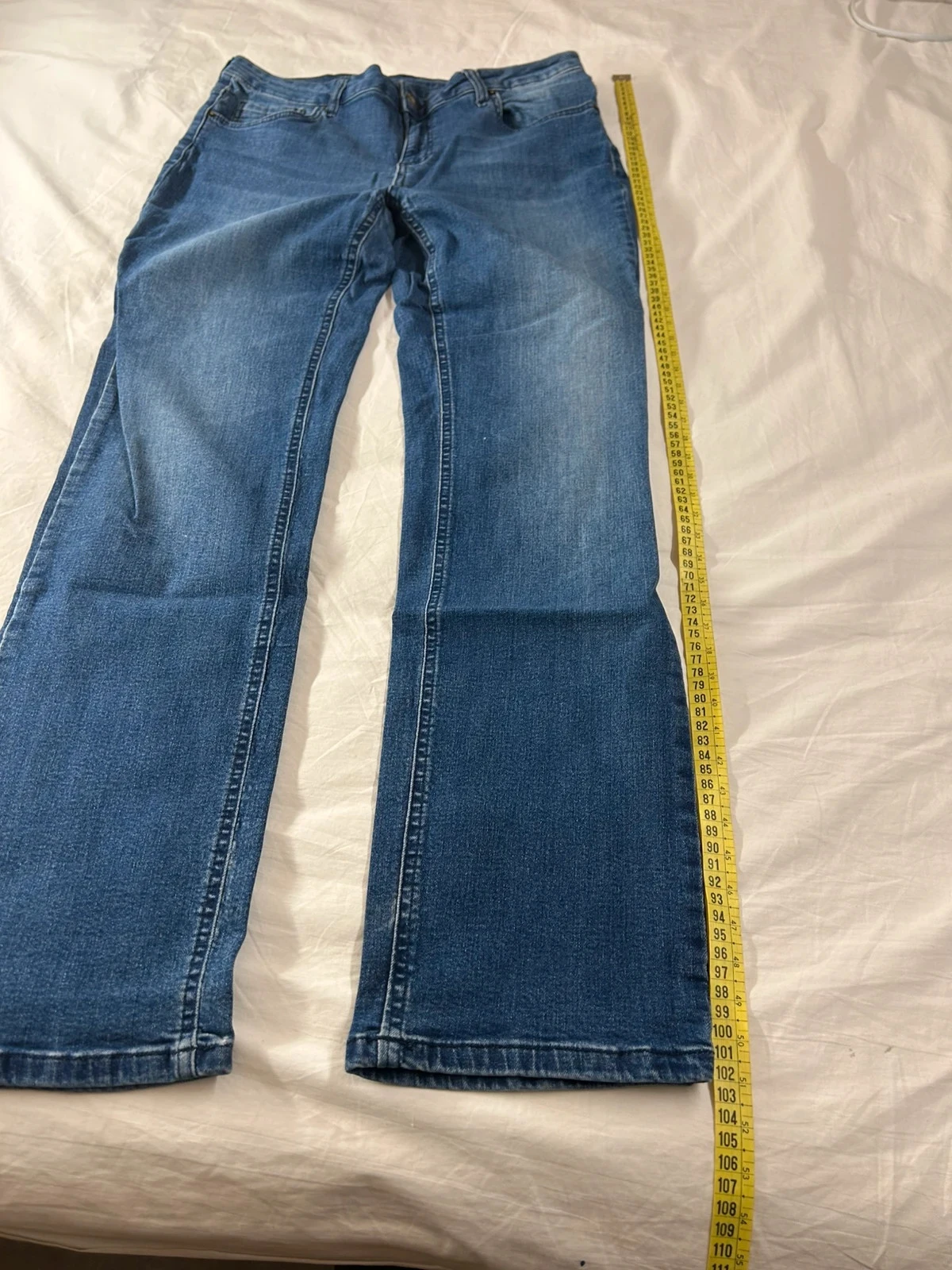 Uitlopende marineblauwe jeans vintage maat 42 – photo 4